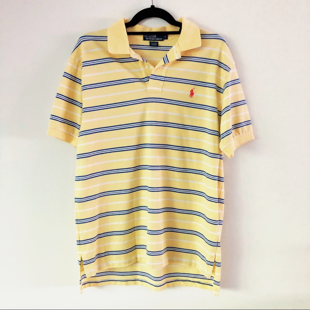 Polo by Ralph Lauren Yellow and Blue Stripe Cotton Polo